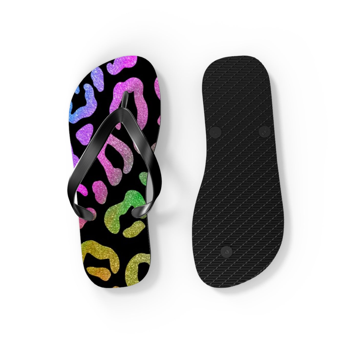 Glitter Cheetah Beach Sandals, Slides for Summer, Flip Flops, Water Resistant