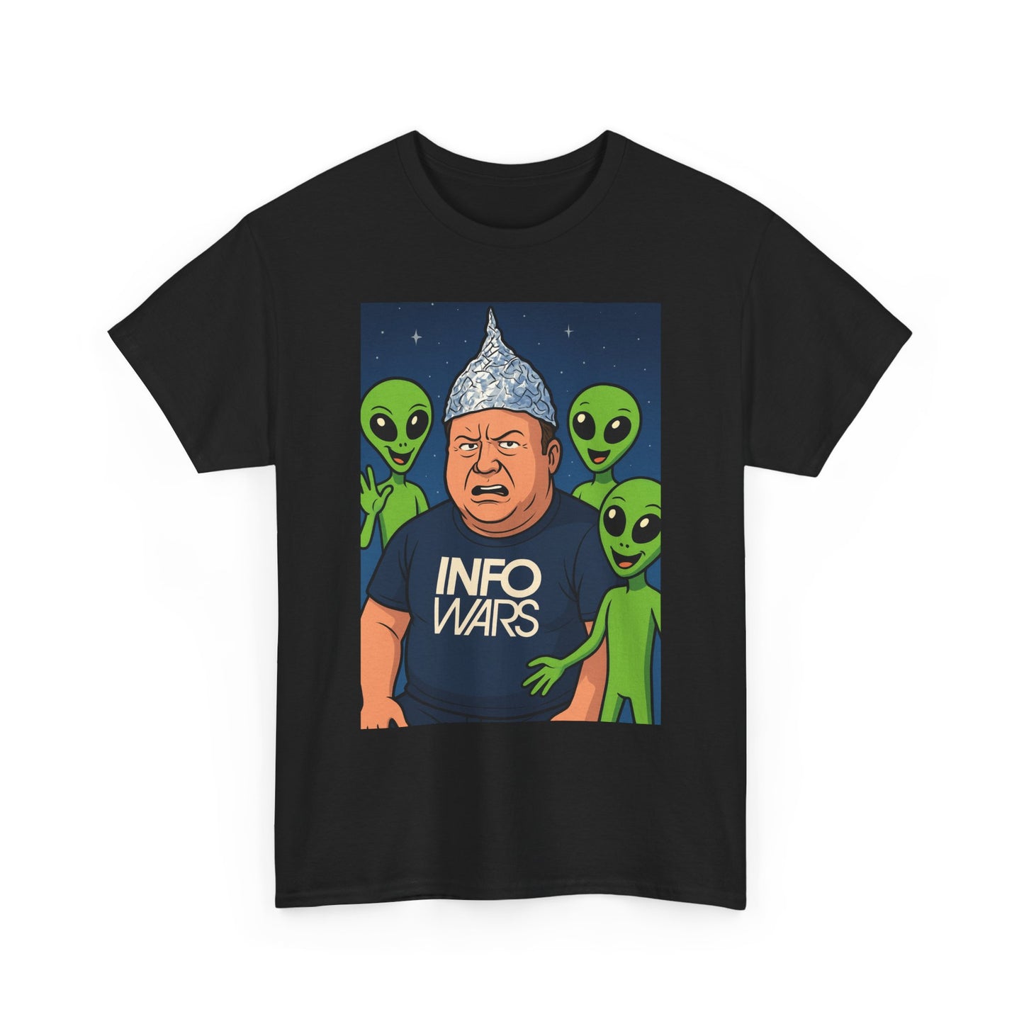 Alex Jones Funny Aliens Infowars Graphic T Shirt Unisex Heavy Cotton Tee