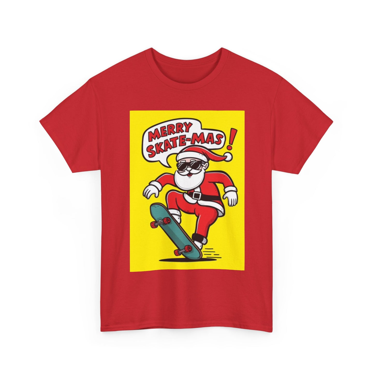 Merry Christmas Shirt Santa Skateboarding Graphic Unisex Heavy Cotton Tee