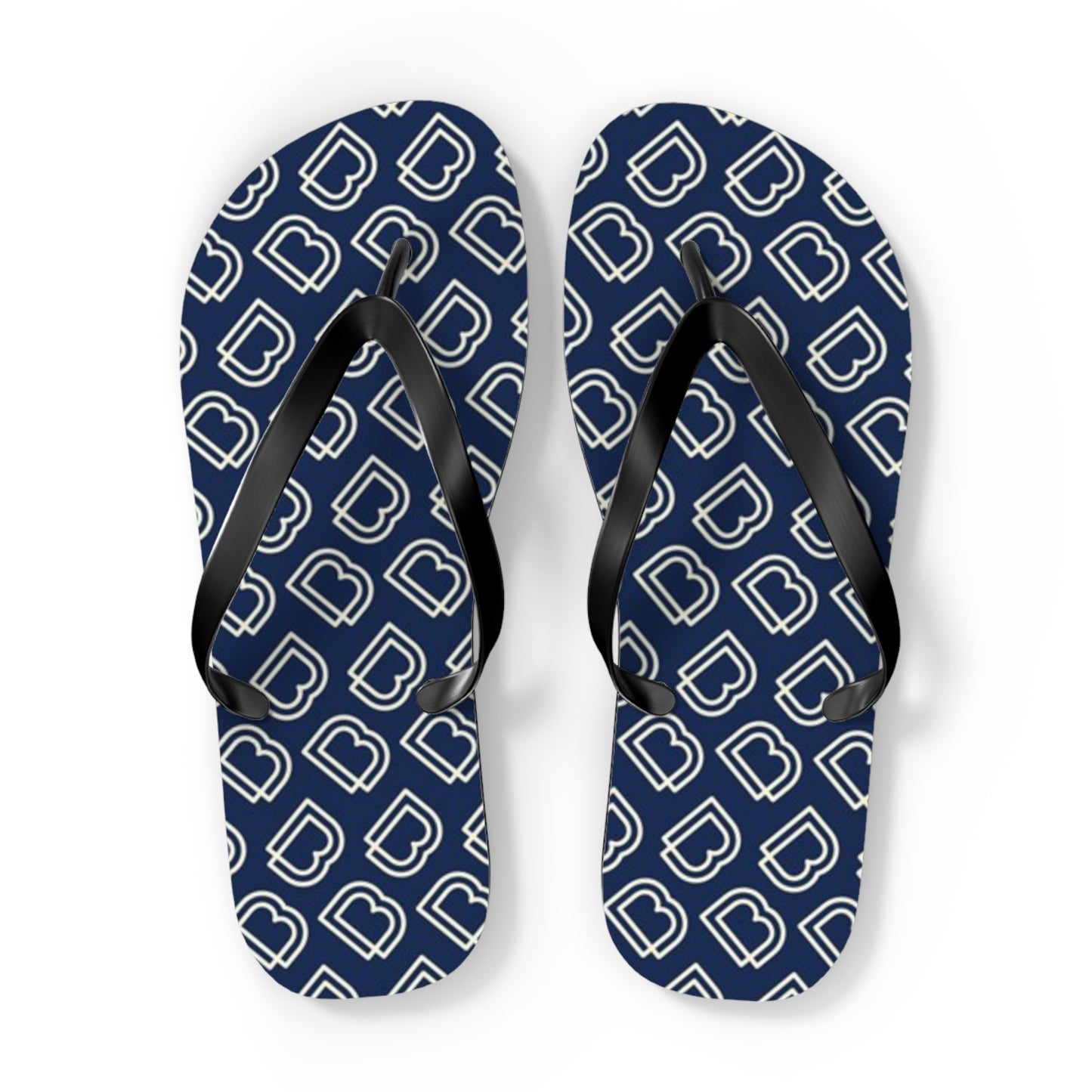 Blue Monogram Flip Flops, Sandals Slides, Summer Footwear, Brand New