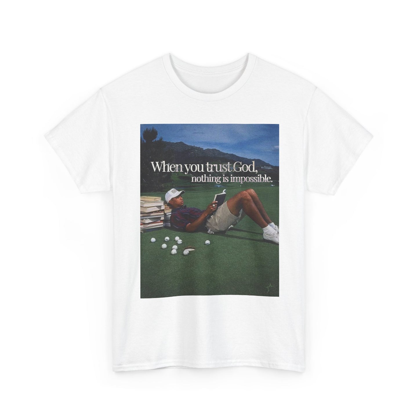 Tiger Woods Trust God Golfing Graphic T Shirt S-5XL Unisex Heavy Cotton Tee