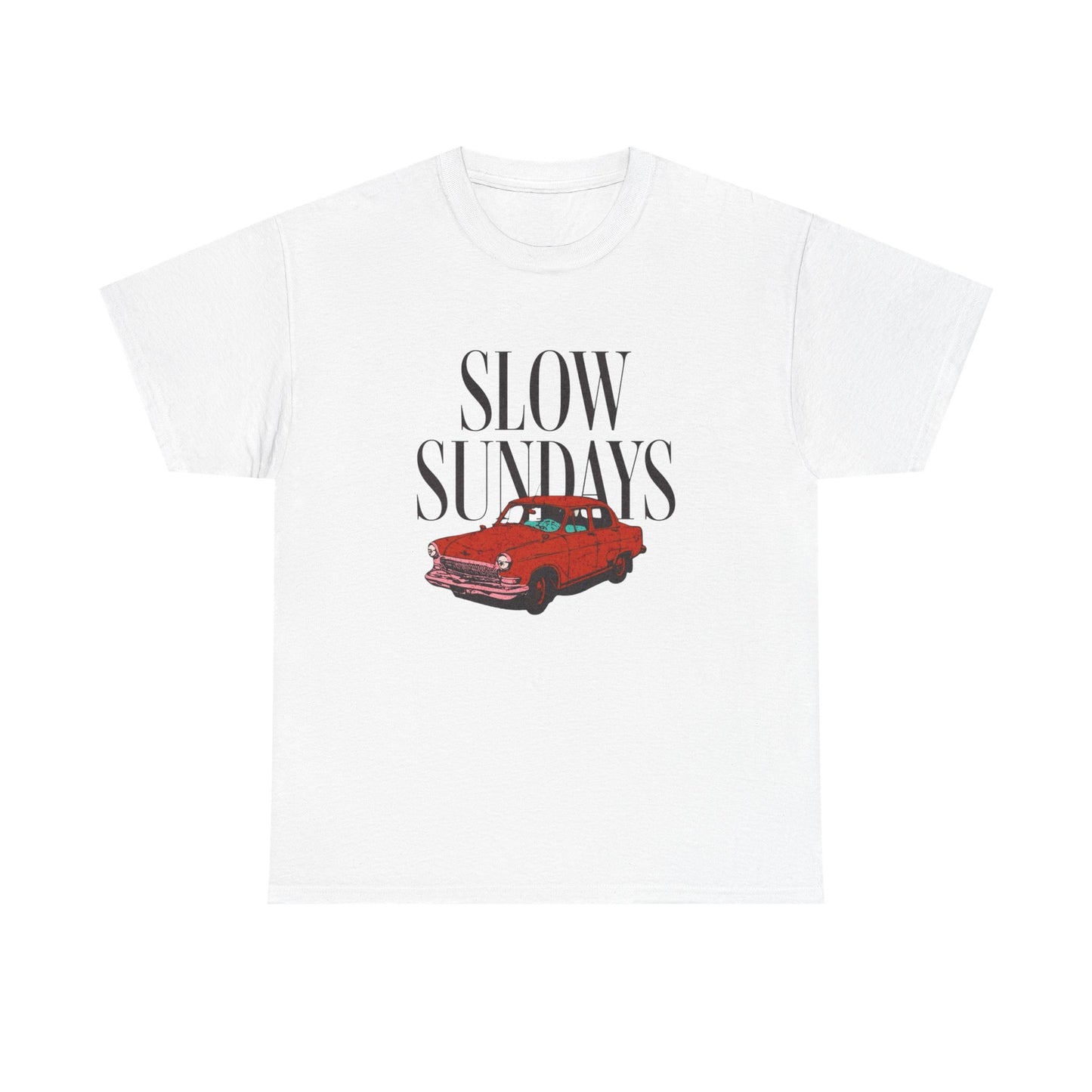 Retro Slow Sundays Graphic T Shirt NEW Unisex Heavy Cotton Tee