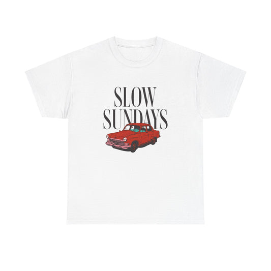 Retro Slow Sundays Graphic T Shirt NEW Unisex Heavy Cotton Tee