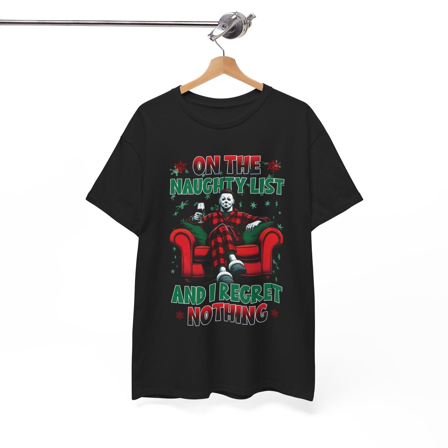 On The Naughty List Funny Christmas Graphic T Shirt NEW ADULT Tee
