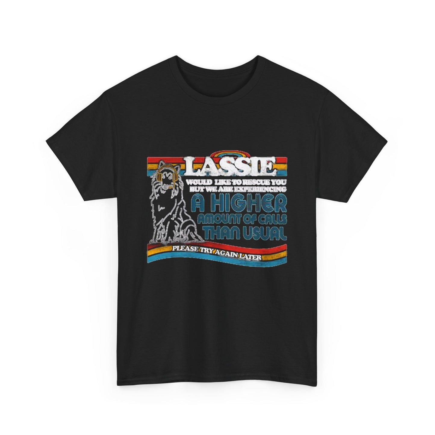 Funny Lassie Graphic T Shirt Vintage Show Movies 70s Dog Lover Unisex Heavy