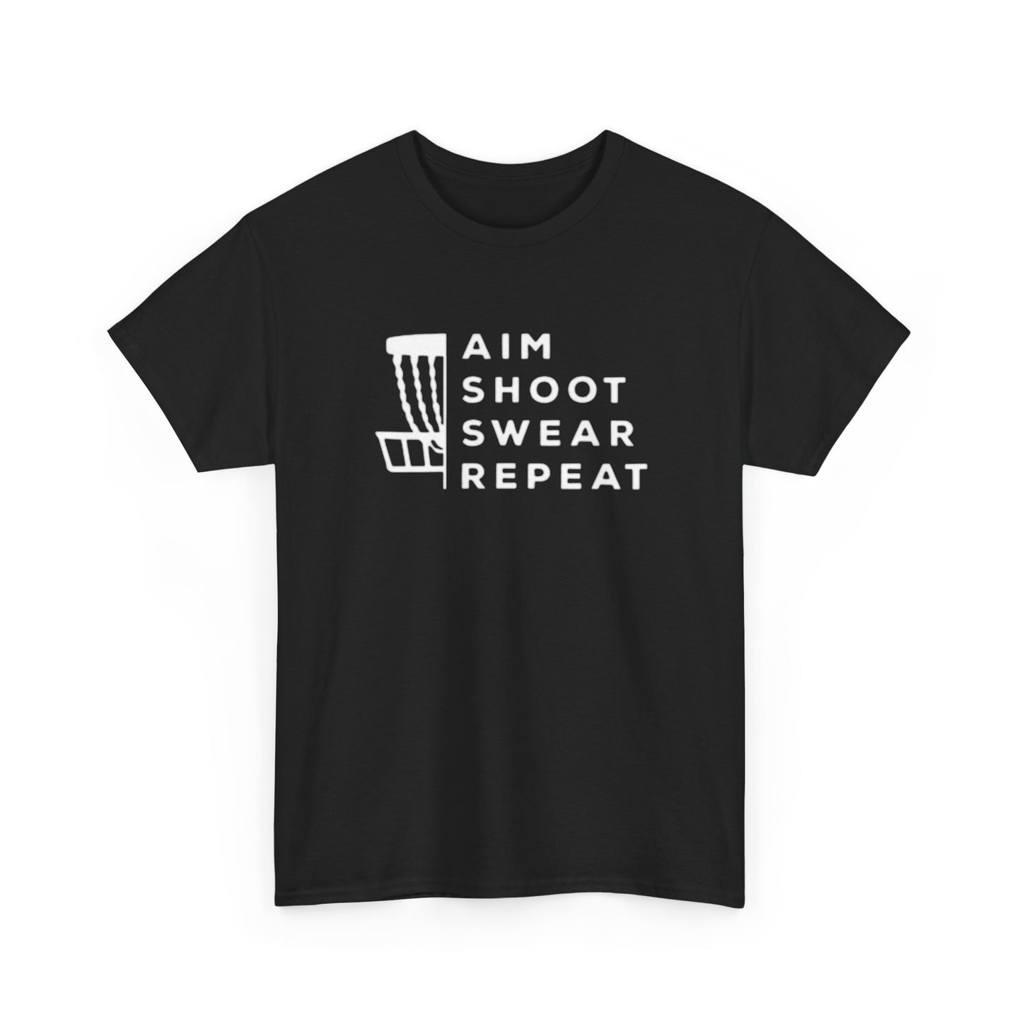 Aim Shoot Swear Repeat Graphic T Shirt S-5XL NEW Unisex Heavy Cotton Tee