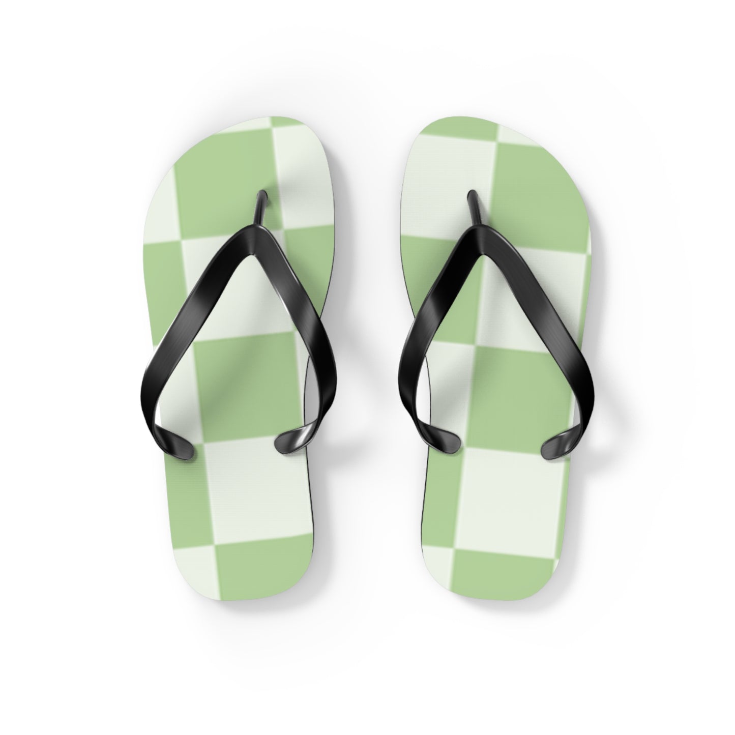Green Checkered Sandals, Beach Shoes, Vacation Flip Flops, Pool Slides