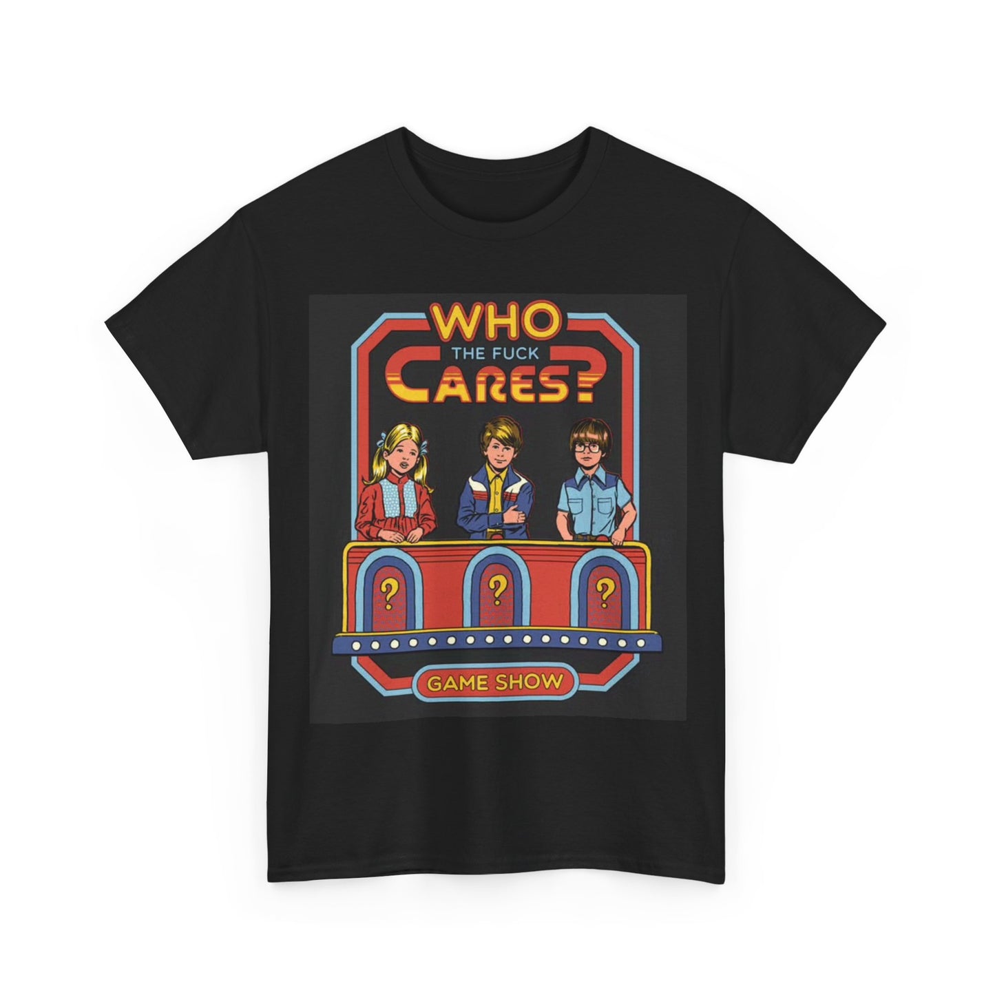 Who Cares Tshirt Game Show Gaming Gamer Retro Funny Unisex Heavy Cotton Tee