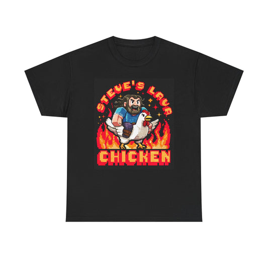 Steves Lava Chicken Graphic T Shirt Unisex Heavy Cotton Tee