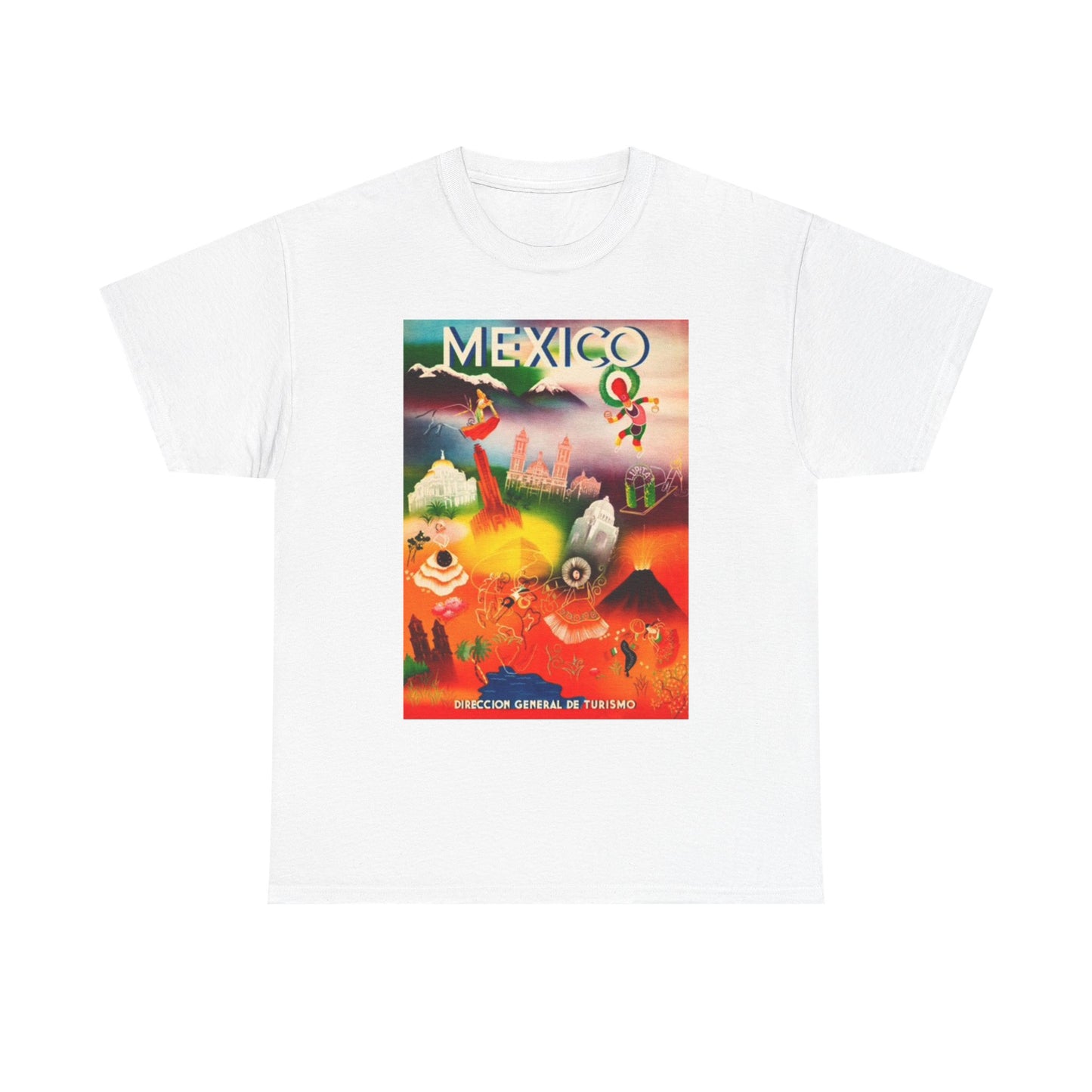Mexico Art Graphic T Shirt Vintage Unisex Heavy Cotton Tee