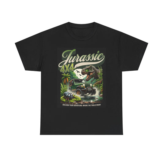Jurassic Jeep Graphic T Shirt VIntage 4x4 Dinosaur Unisex Heavy Cotton Tee