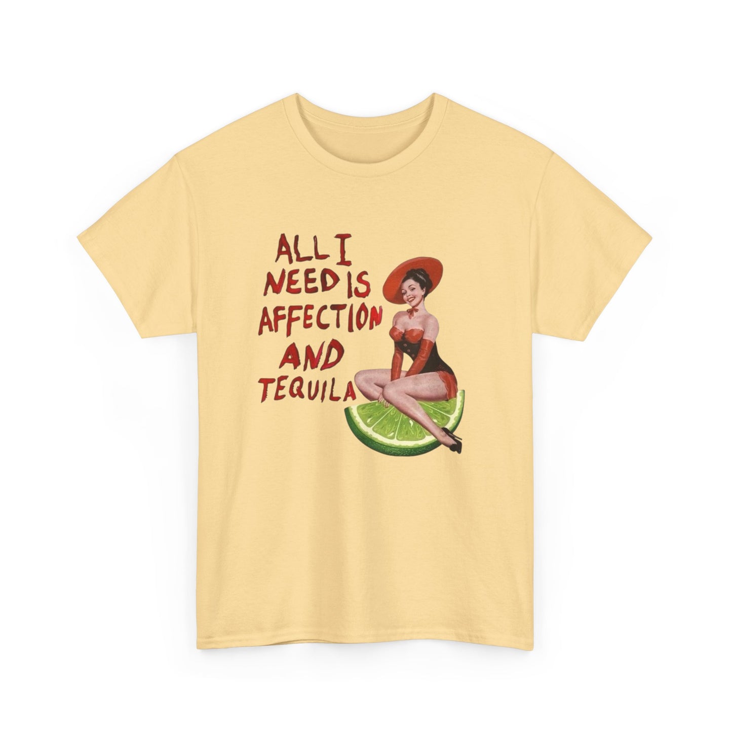 Tequila And Affection Graphic T-Shirt Women's Heavy Comfy Cotton Tee