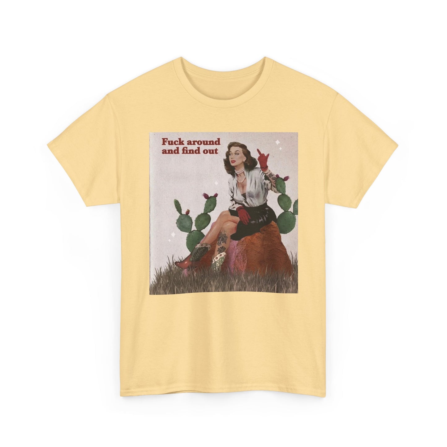 F Around And Find Out Vintage Graphic T-Shirt Women's Heavy Comfy Cotton Tee
