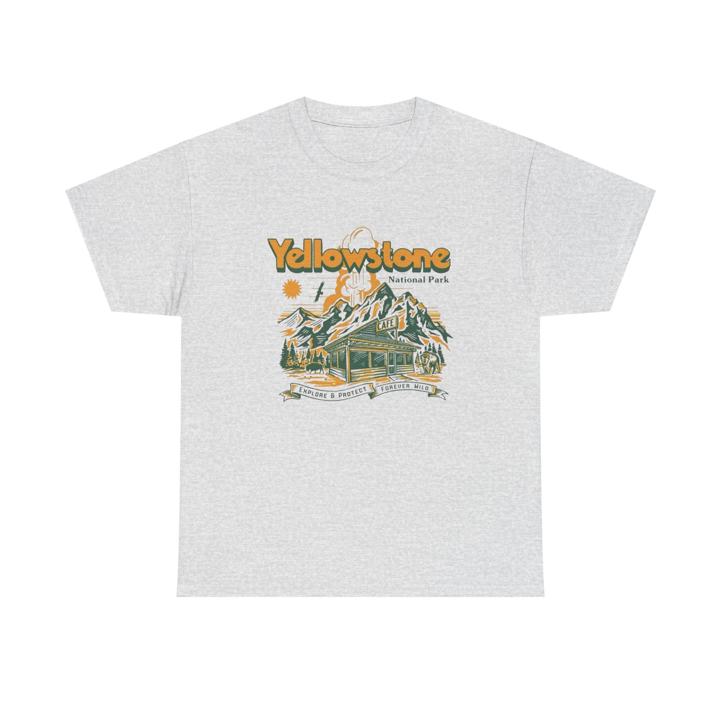 Yellowstone National Park Retro Graphic T Shirt Unisex Heavy Cotton Tee