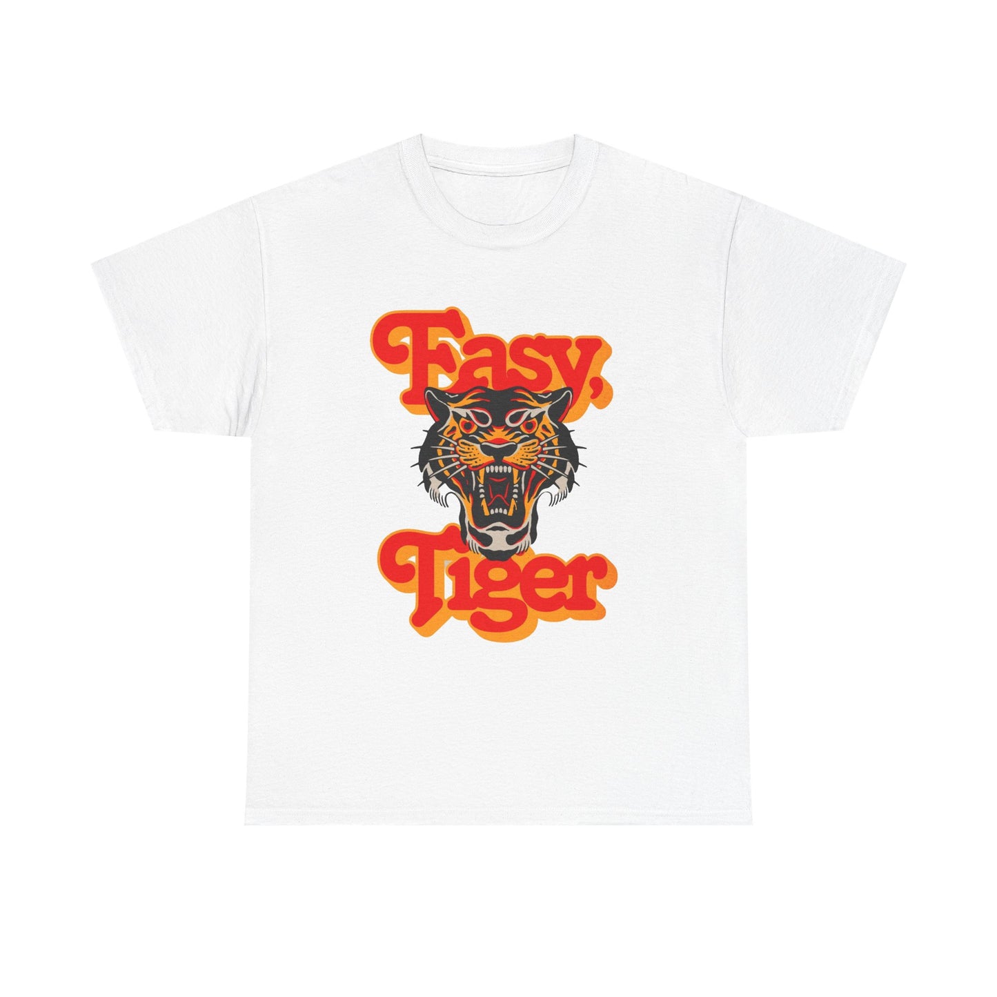 Easy Tiger Retro 70's Classic Graphic T Shirt Regular Men's Heavy Cotton Tee