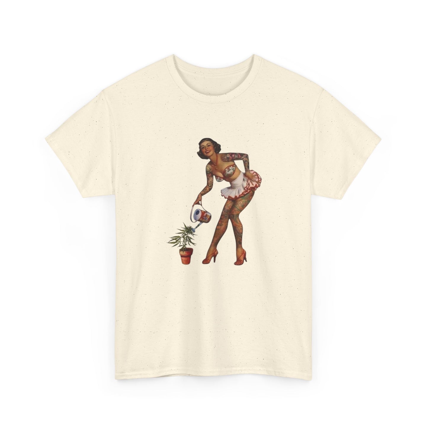 Pinup Model Weed Love Graphic T-Shirt Womens Comfy Cotton Tee NEW
