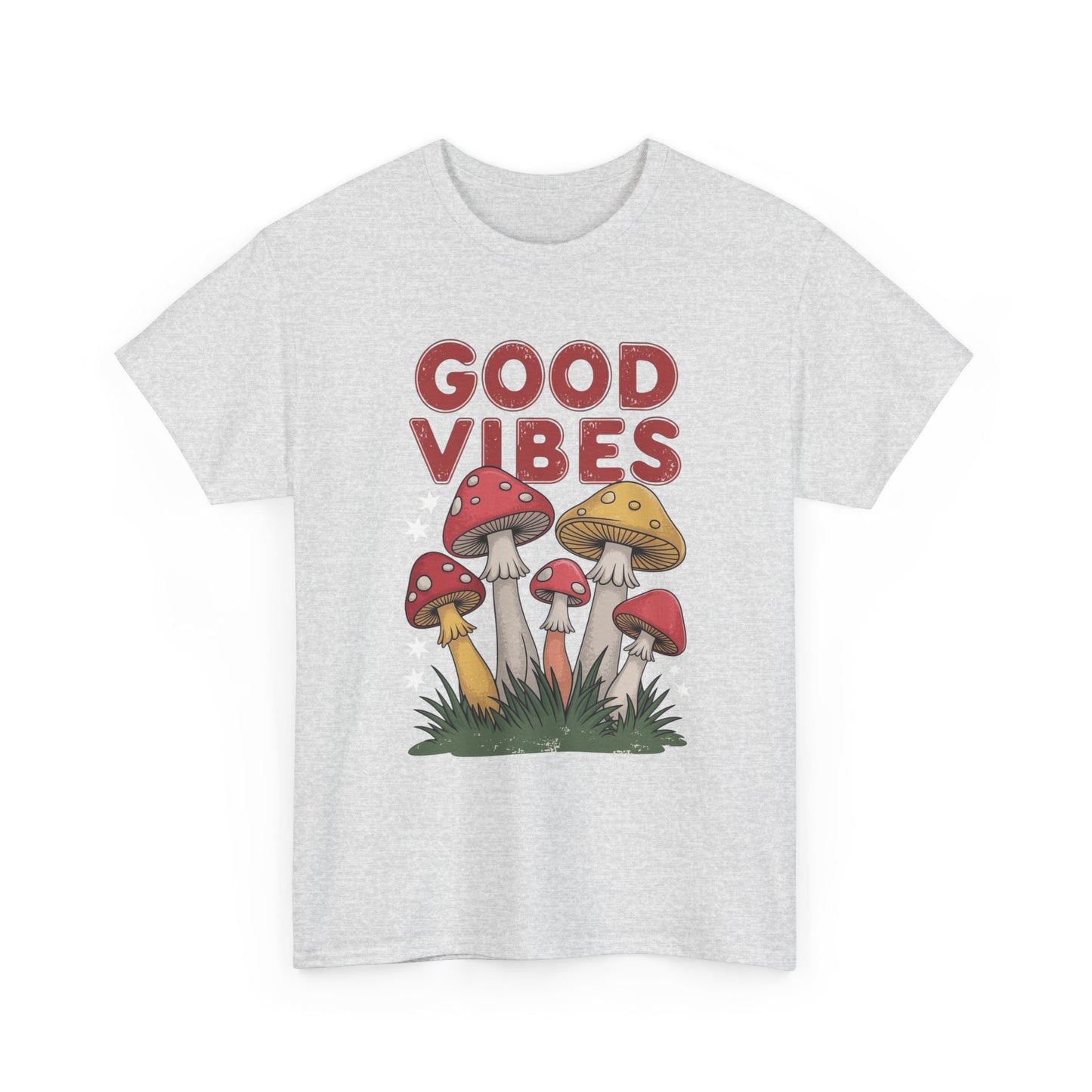 Good Vibes Mushrooms Graphic T Shirt NEW ADULT Unisex Heavy Cotton Tee
