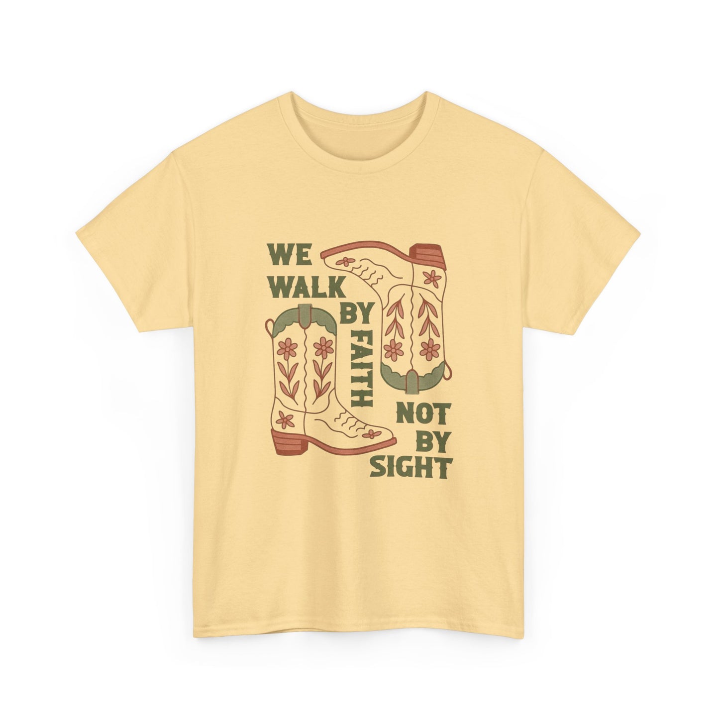 We Walk By Faith Graphic T Shirt Unisex Heavy Cotton Tee
