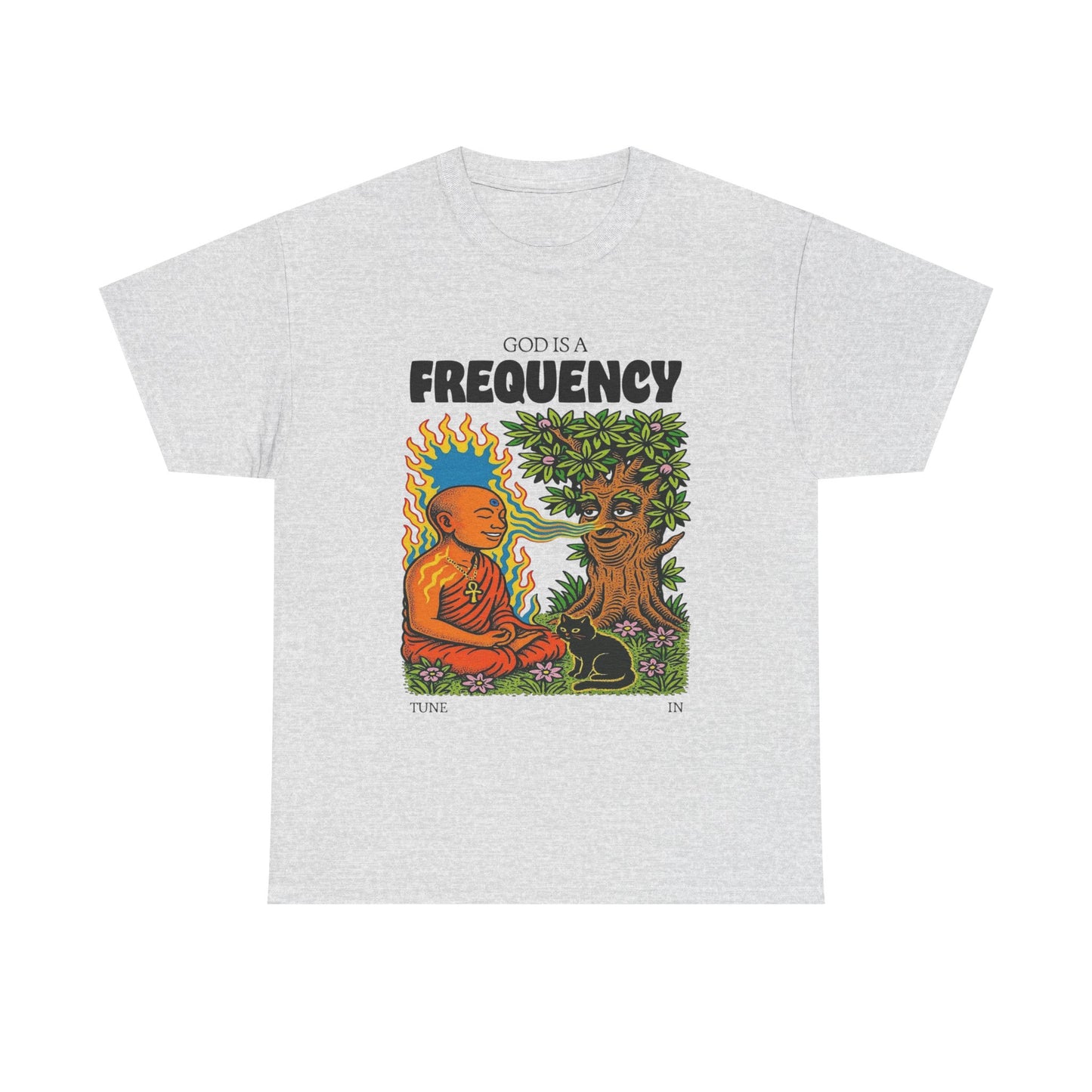 God Is A Frequency Graphic T-Shirt Unisex Heavy Cotton Tee Gift