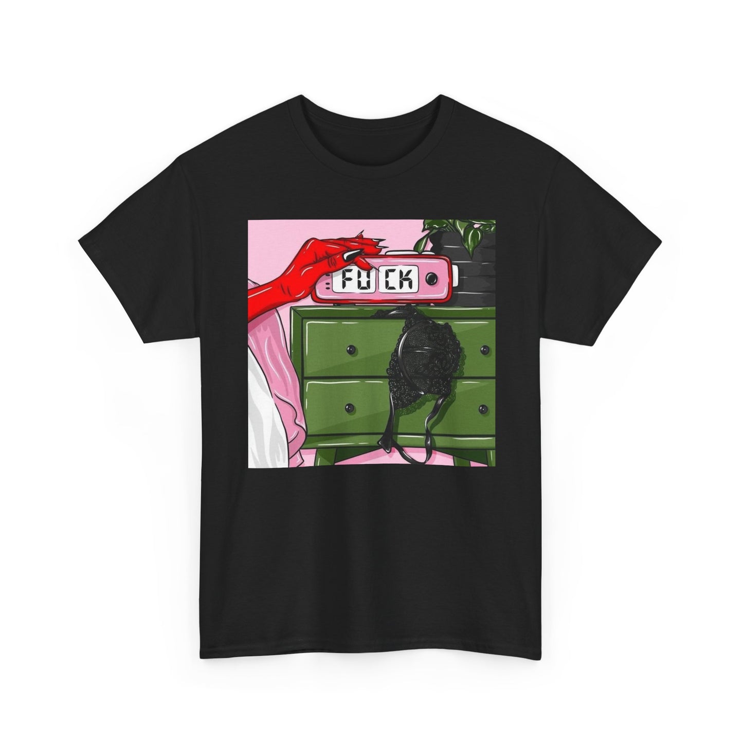 Funny Morning Alarm Clock Graphic T-Shirt Women's Heavy Comfy Cotton Tee