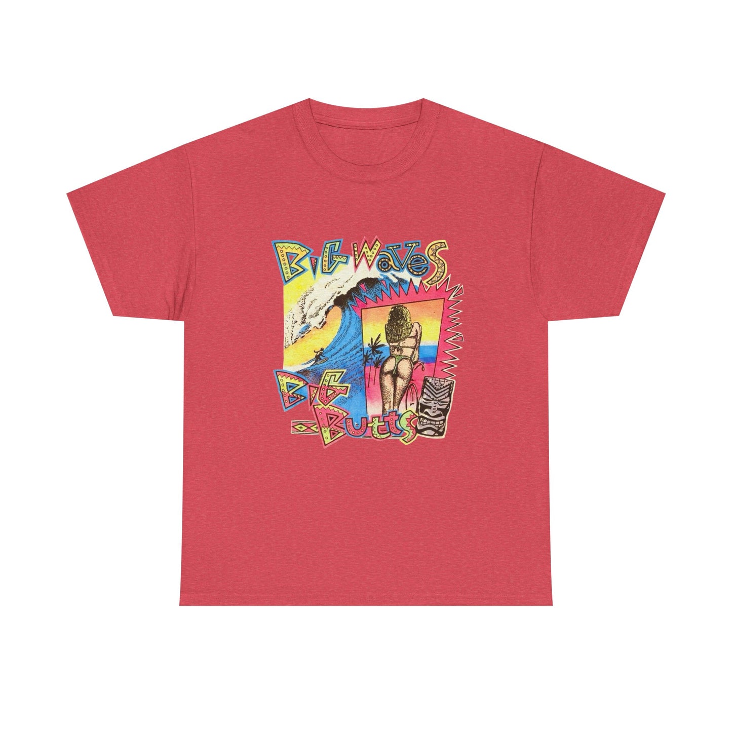 Big Waves Big Asses Vintage Surfing Graphic T Shirt NEW Unisex Heavy Cotton Tee