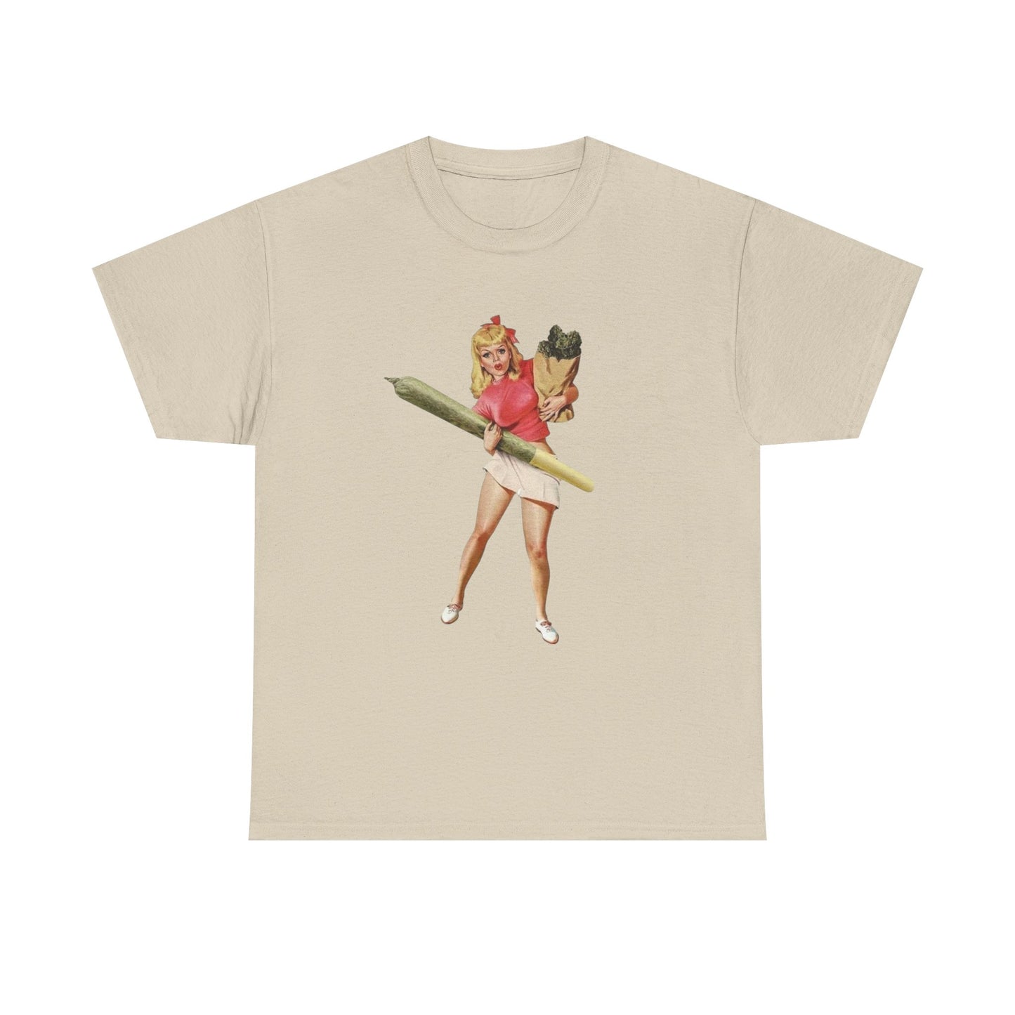 Weed And Groceries Model Pinup Graphic T-Shirt Womens Comfy Cotton Tee NEW