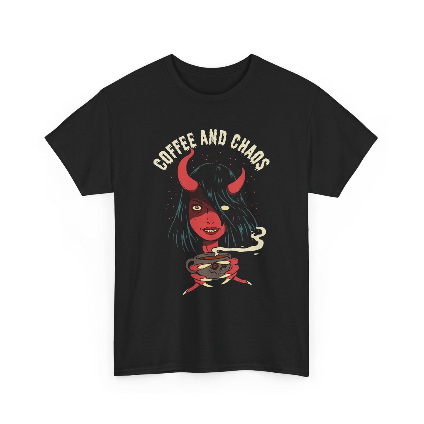 Coffee And Chaos Graphic T-Shirt Unisex Heavy Cotton Tee Gift