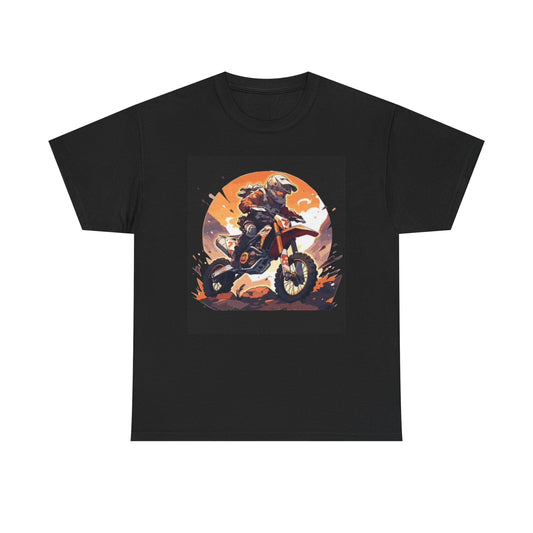 Dirt Bike Graphic T Shirt Outdoors Riding Black Unisex Heavy Cotton Tee