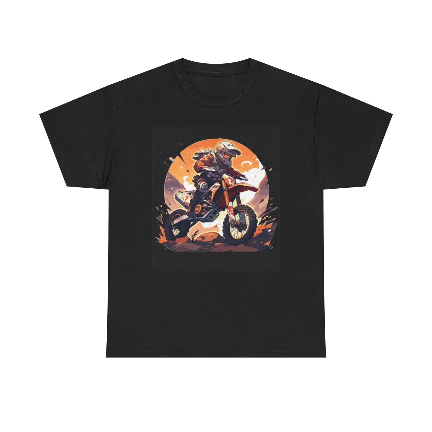 Dirt Bike Graphic T Shirt Outdoors Riding Black Unisex Heavy Cotton Tee