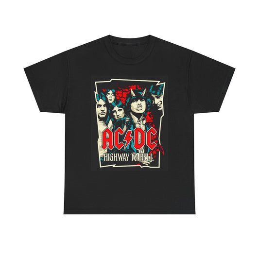 AC DC Highway To Hell Graphic T Shirt Retro Rock Merch Unisex Heavy Cotton Tee