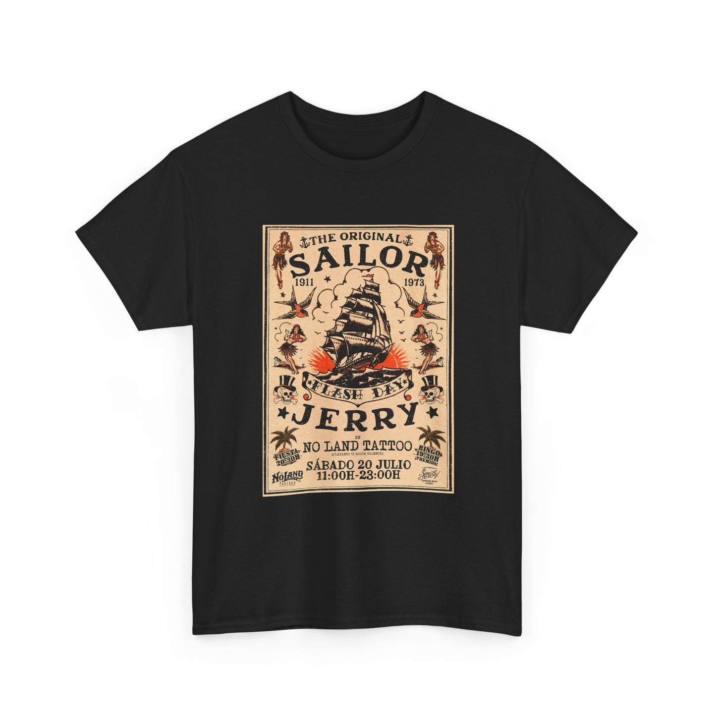 Sailor Jerry Tshirt Vintage Navy Tattoos Sailor Retro Unisex Heavy Cotton Tee