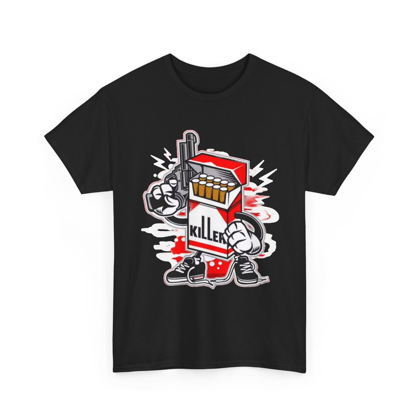 Killer Cigarette Graphic T Shirt Funny Cartoon Character Unisex Heavy Cotton Tee