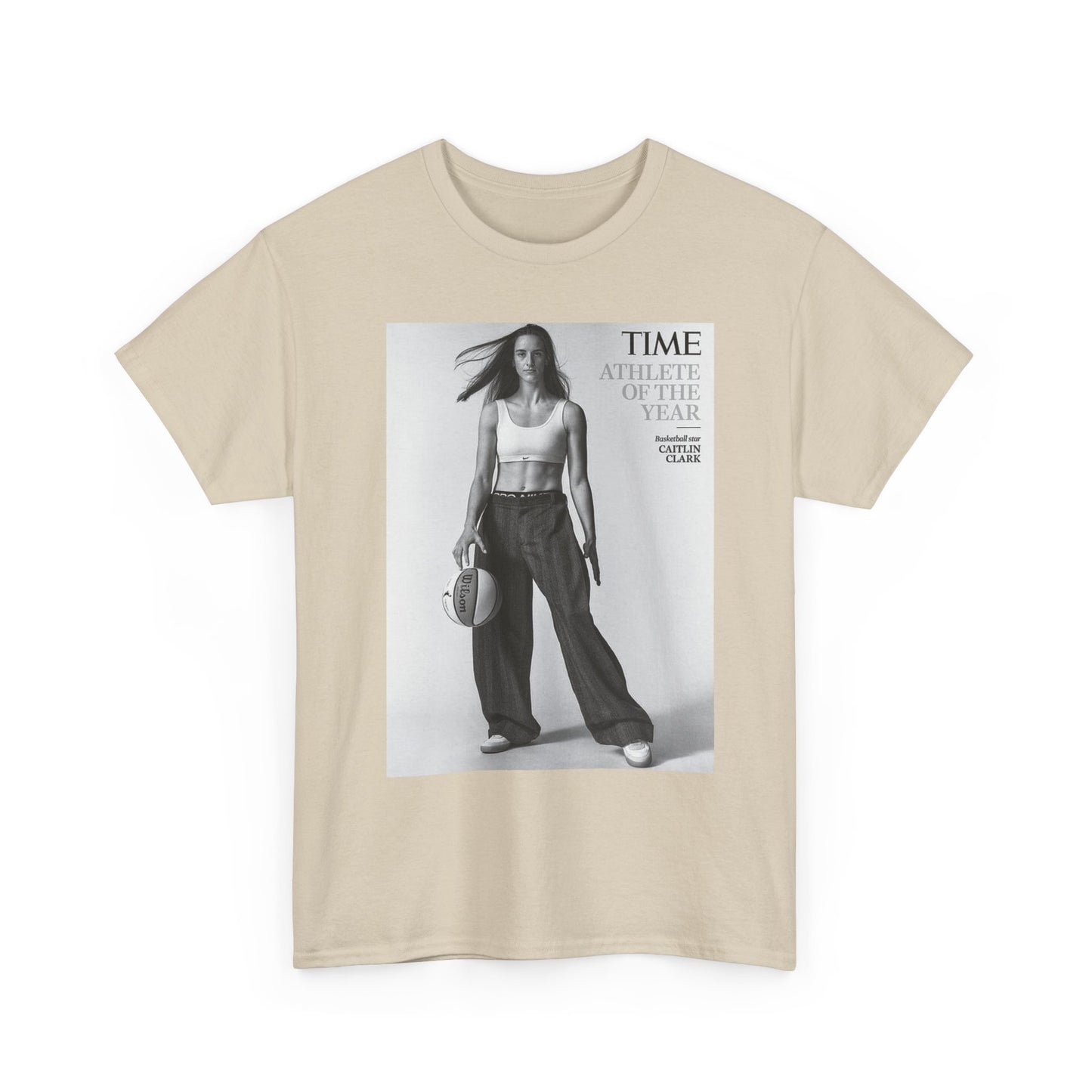 Caitlyn Clark Basketball Cover Graphic T Shirt S-5XL Unisex Heavy Cotton Tee