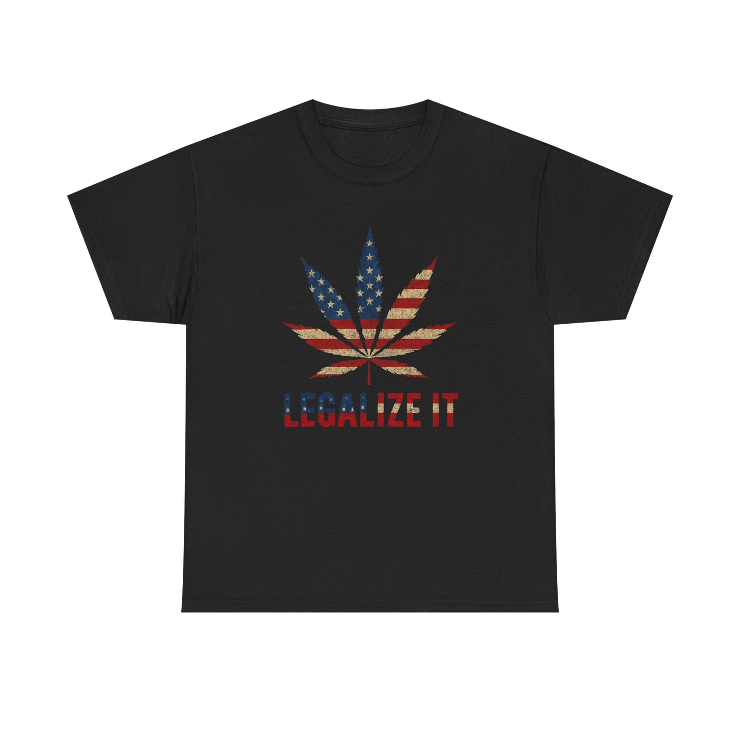 Legalize It American Flag Weed Leaf Graphic T Shirt Unisex Heavy Cotton Tee Gift