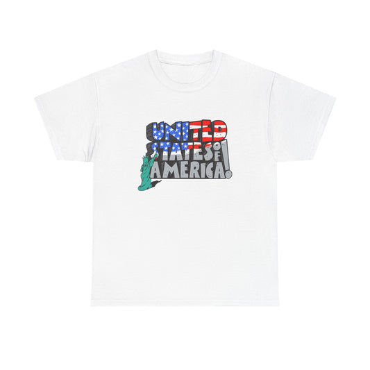 Statue Of Liberty USA Flag Graphic T Shirt Unisex NEW Heavy Cotton Tee