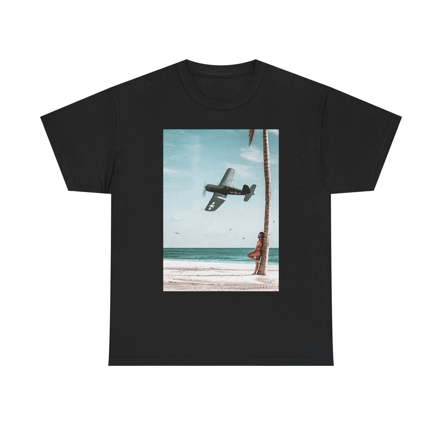 Pearl Harbor Graphic T Shirt Beach Fly Over Hawaii Unisex Heavy Cotton Tee