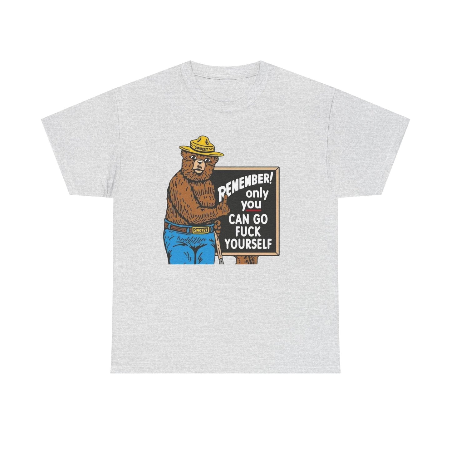Smokey The Bear Graphic T Shirt Funny Vintage Jokes Unisex Heavy Cotton Tee