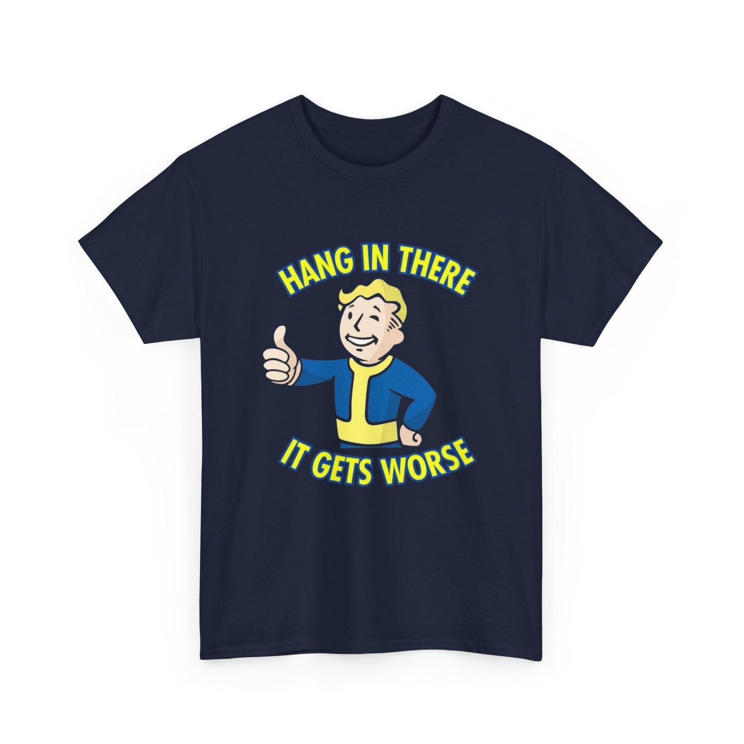 Fallout Graphic T Shirt Hang In There Funny Vintage Game Unisex Heavy Cotton Tee