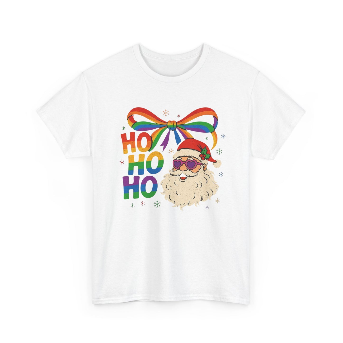Ho Ho Ho Rainbow Santa Christmas Graphic T Shirt NEW Unisex Heavy Cotton Tee