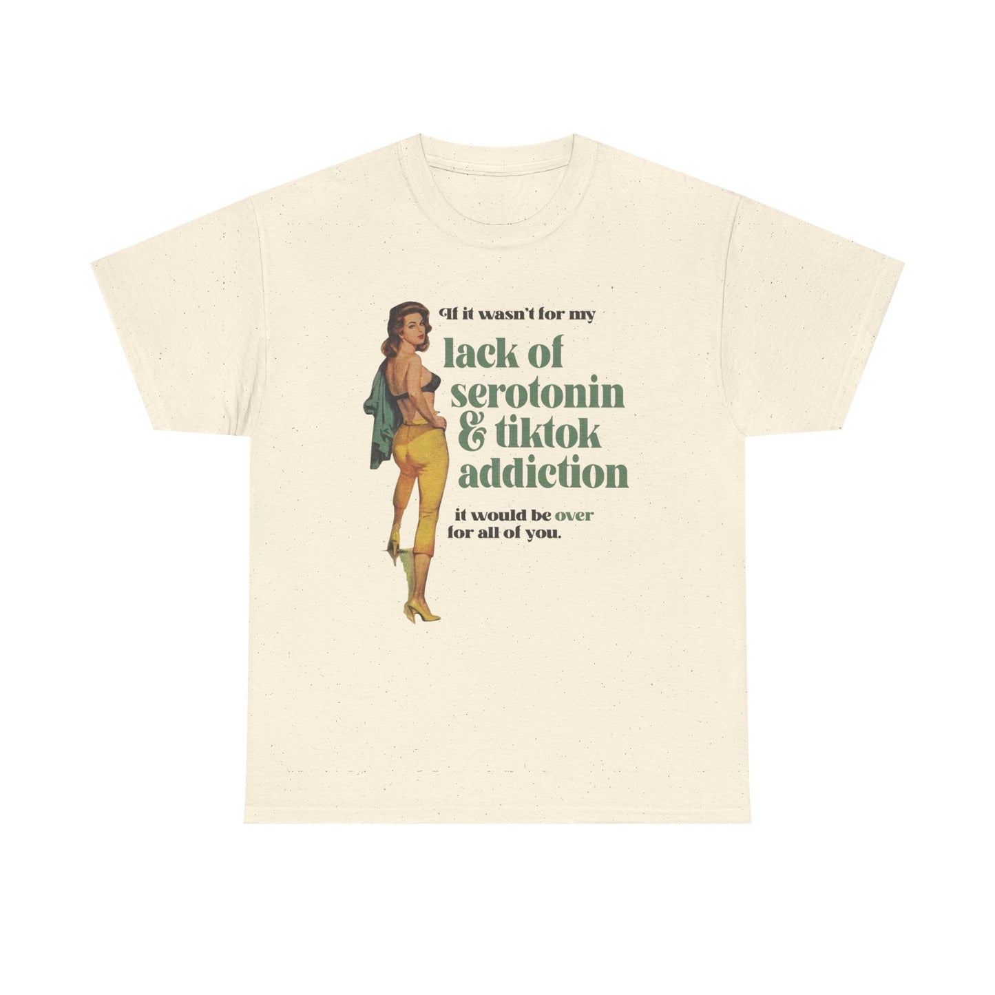 Lack Of Serotonin And Tik Tok Addiction Graphic T-Shirt Women's Comfy Cotton Tee