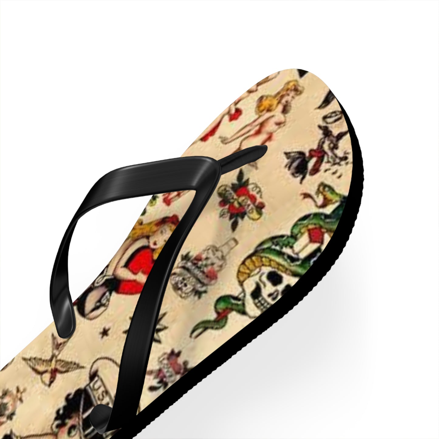Sailor Jerry Navy Sandals, Beach Shoes, Vacation Flip Flops, Pool Slides