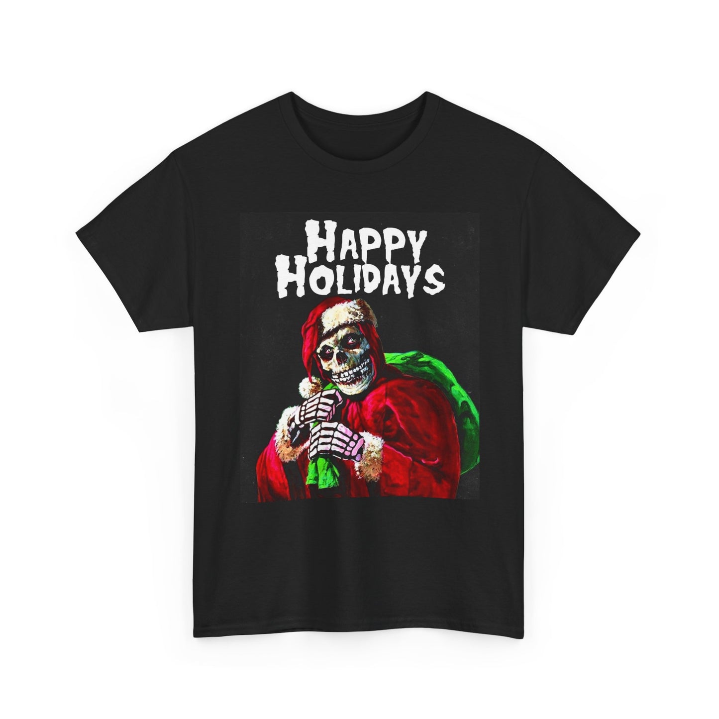 Happy Holidays Graphic T Shirt Vintage Misfits Santa Unisex Heavy Cotton Tee
