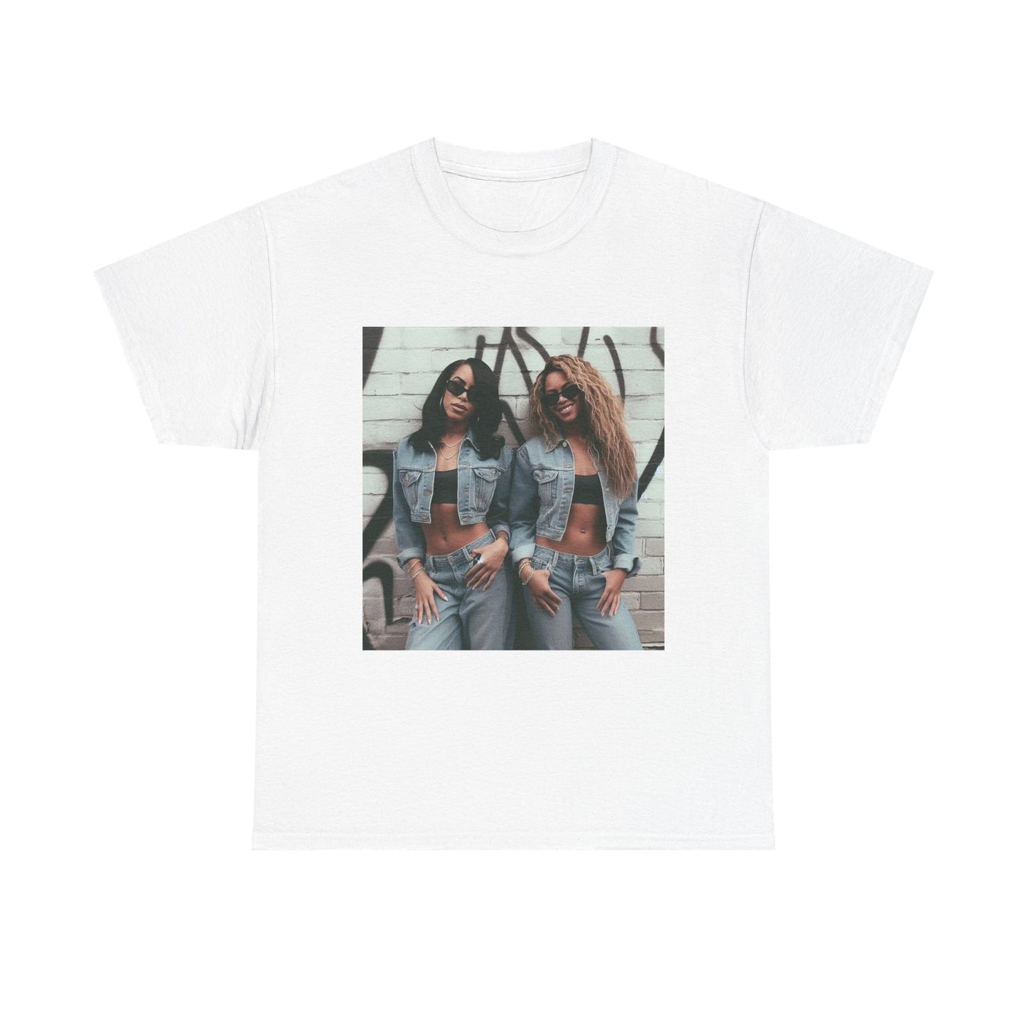 Aaliyah And Beyonce Tshirt Vintage Tour New York Queens Unisex Heavy Cotton Tee