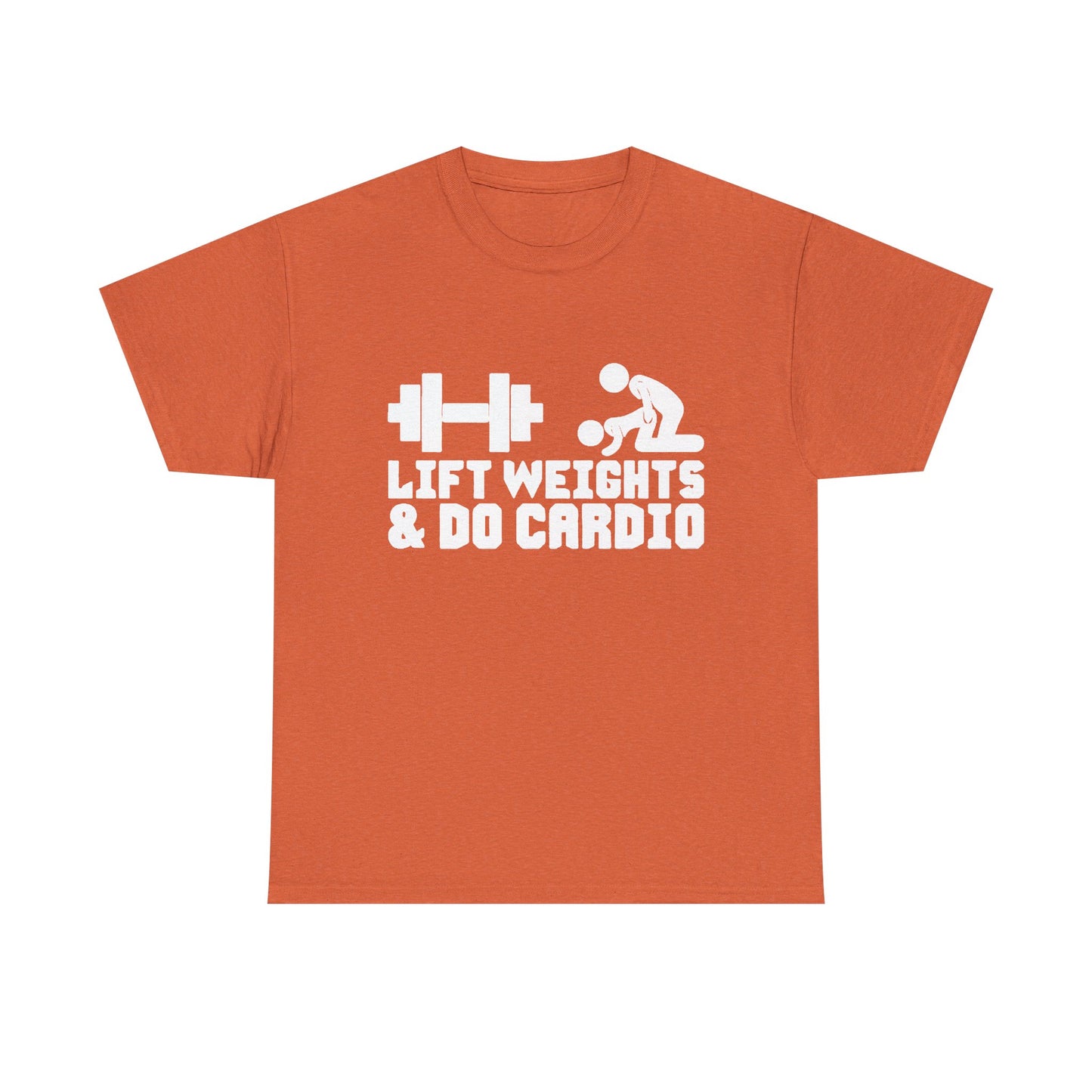 Lift Weights And Cardio Shirt Funny Graphic GYM Workout Unisex Heavy Cotton Tee