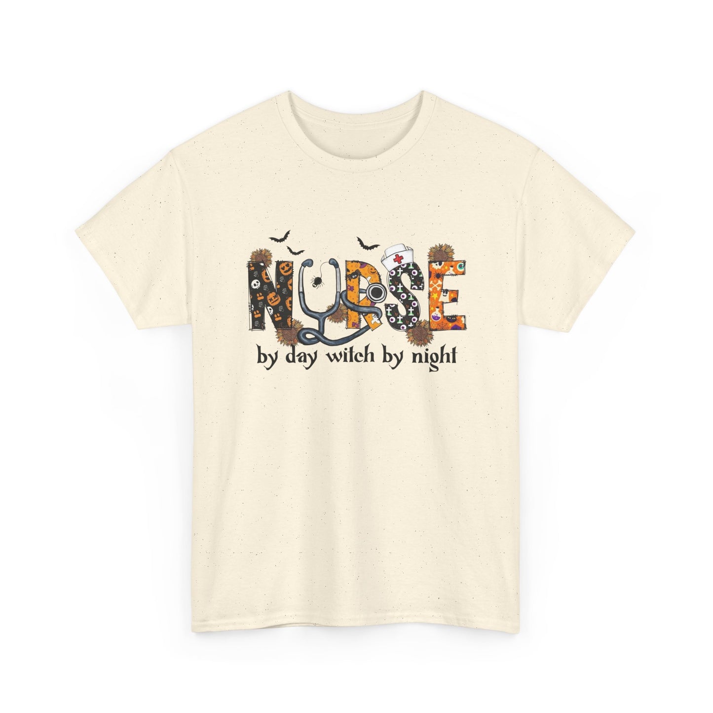 Nurse By Day Witch By Night Graphic T Shirt NEW Unisex Heavy Cotton Tee