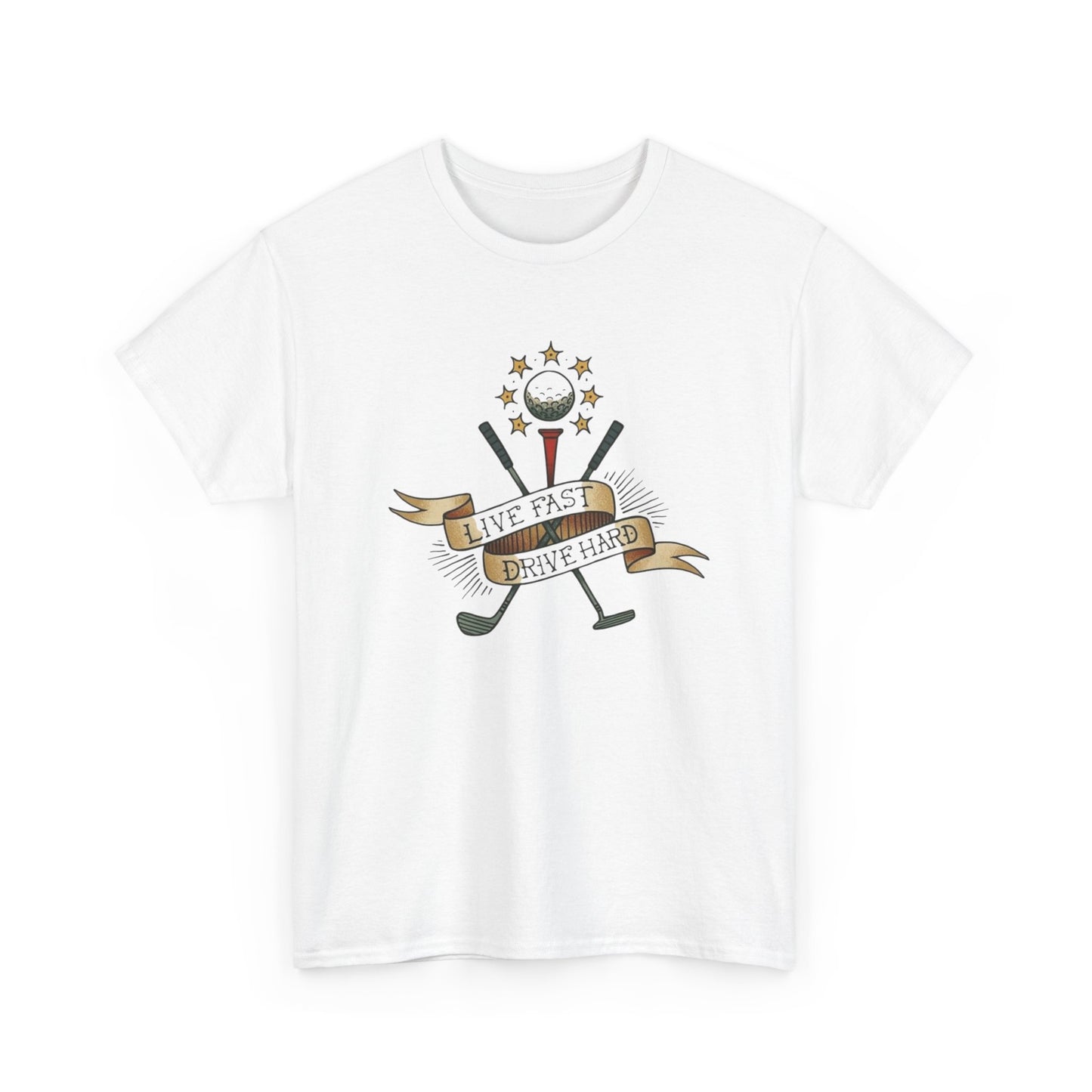 Live Fast Drive Hard Golf Graphic T Shirt ADULT NEW