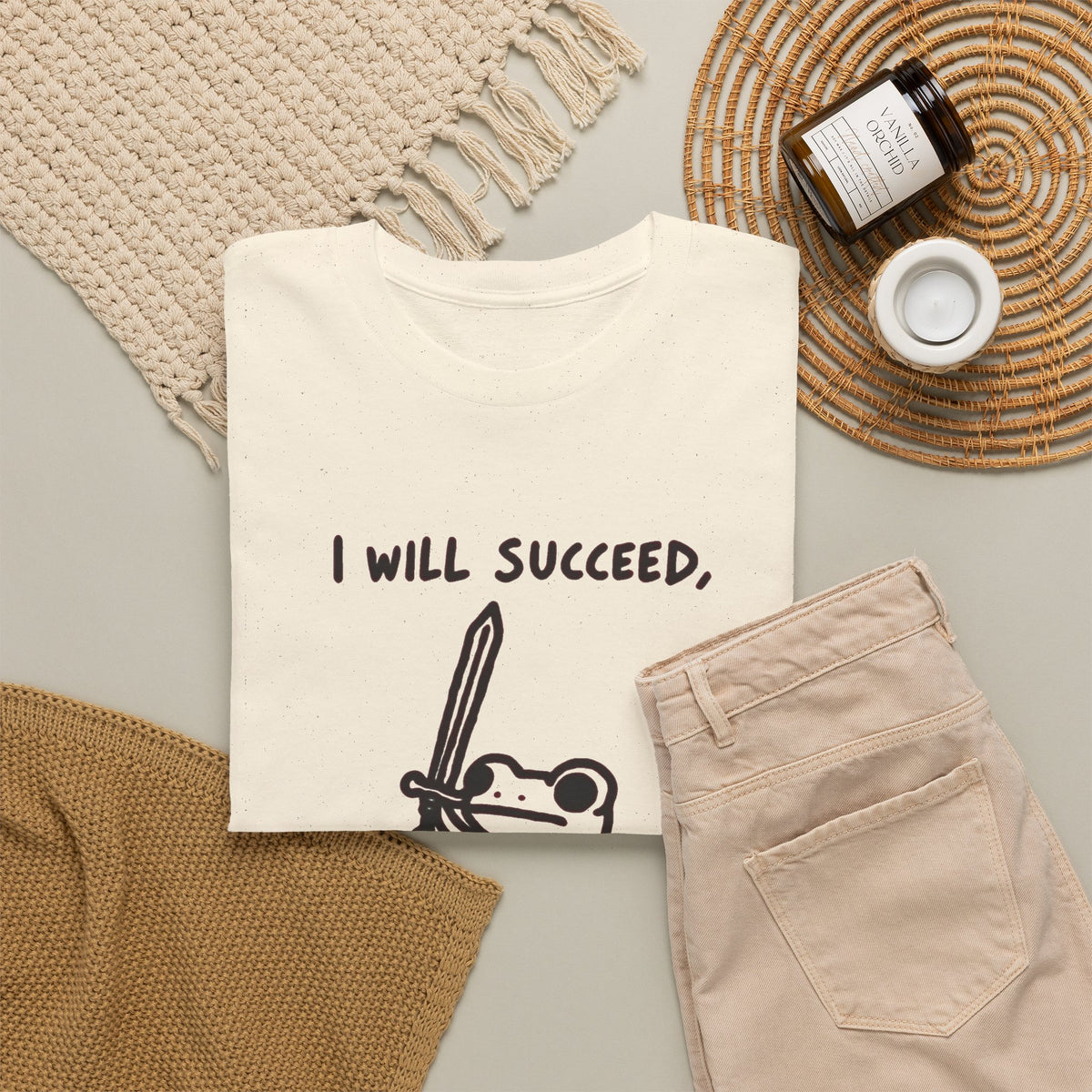I Will Succeed Because I Am Insane Frog Illustration T-Shirt Men's Graphic Tee