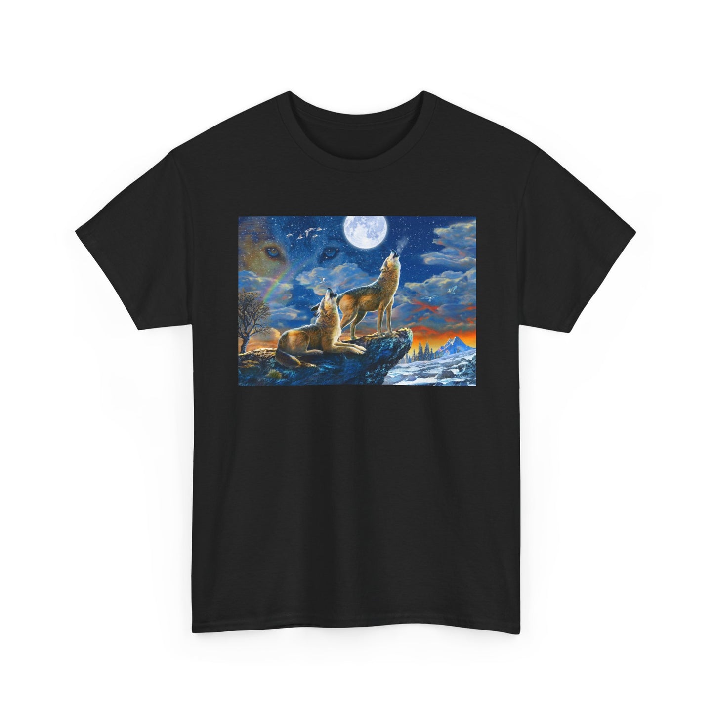 Howling At The Moon T Shirt Wolf Graphic VIntage Unisex Heavy Cotton Tee