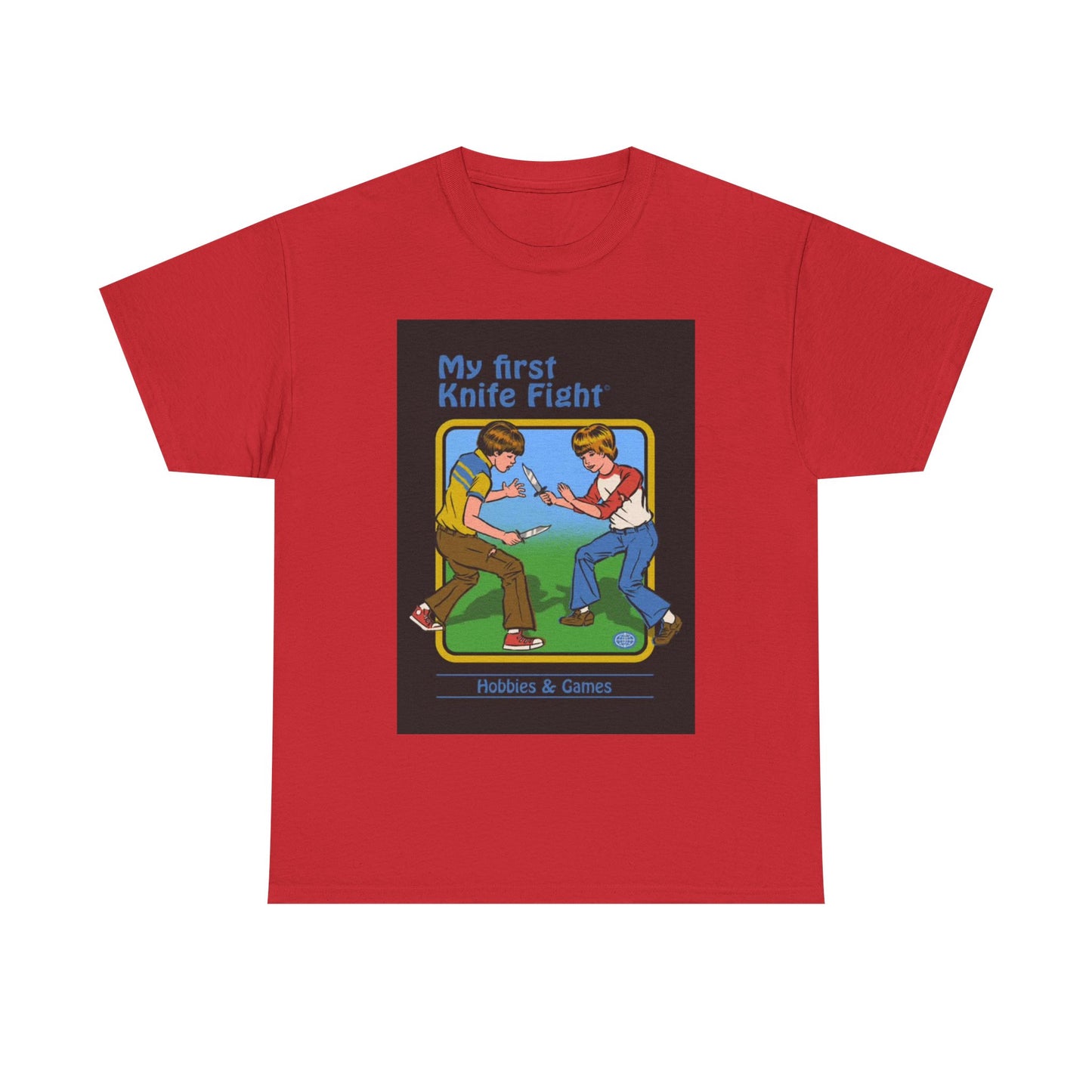 My First Knife Fight Tshirt Funny Kids Poster Retro 70s Unisex Heavy Cotton Tee