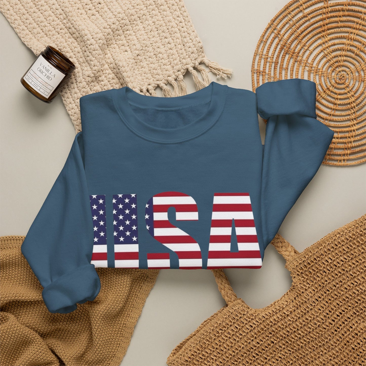 USA American Flag Retro Sweater NEW Unisex Heavy Blend™ Crewneck Sweatshirt